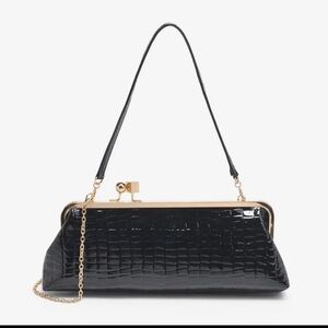 Urban Expressions Black Crocodile-Embossed Clutch - New W/Tags - Piper Clutch